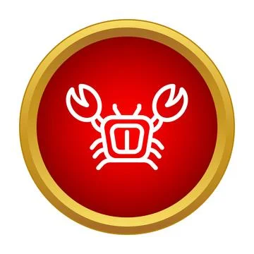 Crab icon in a red circle vector Stock Illustration
