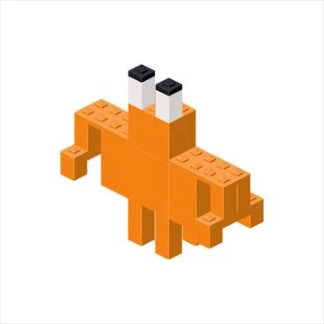 Crab in isometric view assembled from plastic blocks. Vector Stock-Illustration
