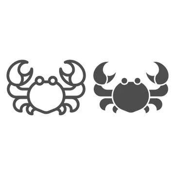 Crab line and solid icon, marine life concept, seafood sign on white background イラスト素材
