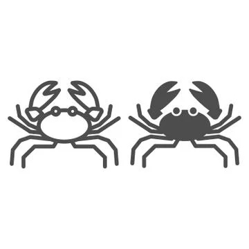 Crab line and solid icon, marine life concept, marine seafood sign on white Stock Illustration