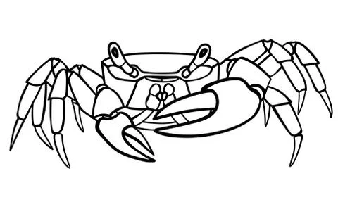 Crab - linear vector illustration for coloring. Sea animal Stock Illustration