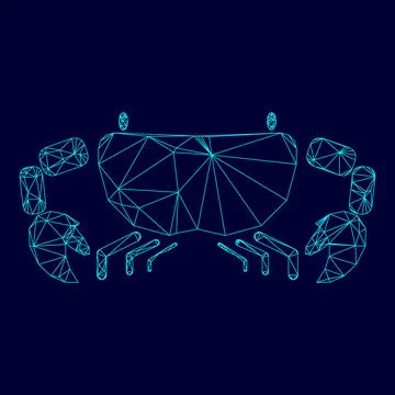 Crab low poly triangulation triangulated polygonal electric cyan blue vibrant Stock Illustration