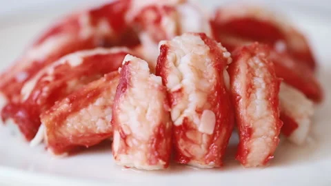 Crab meat on a plate Video stock 157967994
