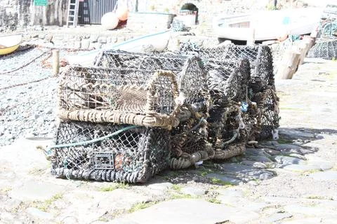 Crab Nets in Cornwall Stock Photos