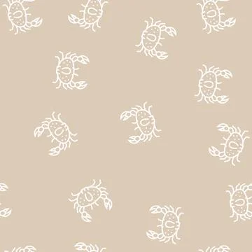 Crab ocean line seamless pattern 스톡 일러스트