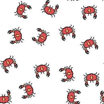 Crab ocean vector seamless pattern Stock Illustration