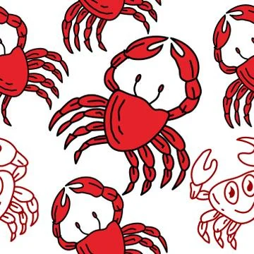Crab Pattern Seamless Design Template Vector Stock Illustration