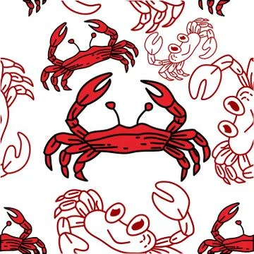Crab Pattern Seamless Design Template Vector Illustrazione stock