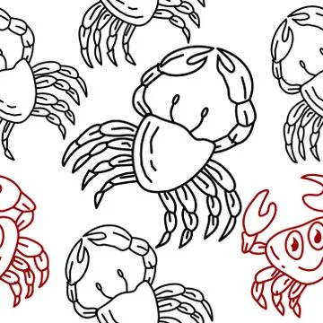 Crab Pattern Seamless Design Template Vector Stock Illustration