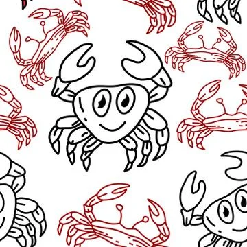 Crab Pattern Seamless Design Template Vector Stock Illustration