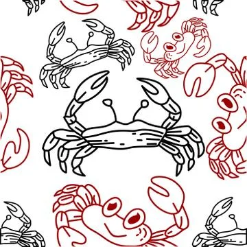 Crab Pattern Seamless Design Template Vector Illustrazione stock