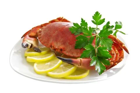 Crab on a platter Foto stock