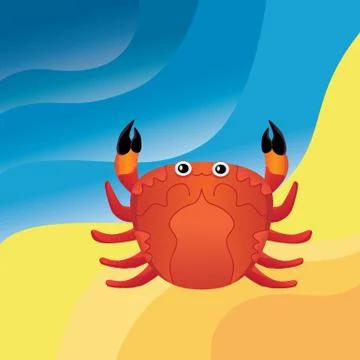 Crab on the sand Stock Illustration