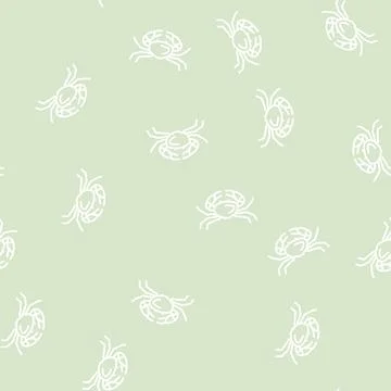 Crab seafood line seamless pattern Stock Illustration