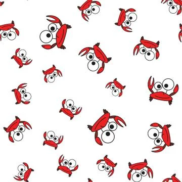 Crab seamless pattern in cartoon style Stock Illustration
