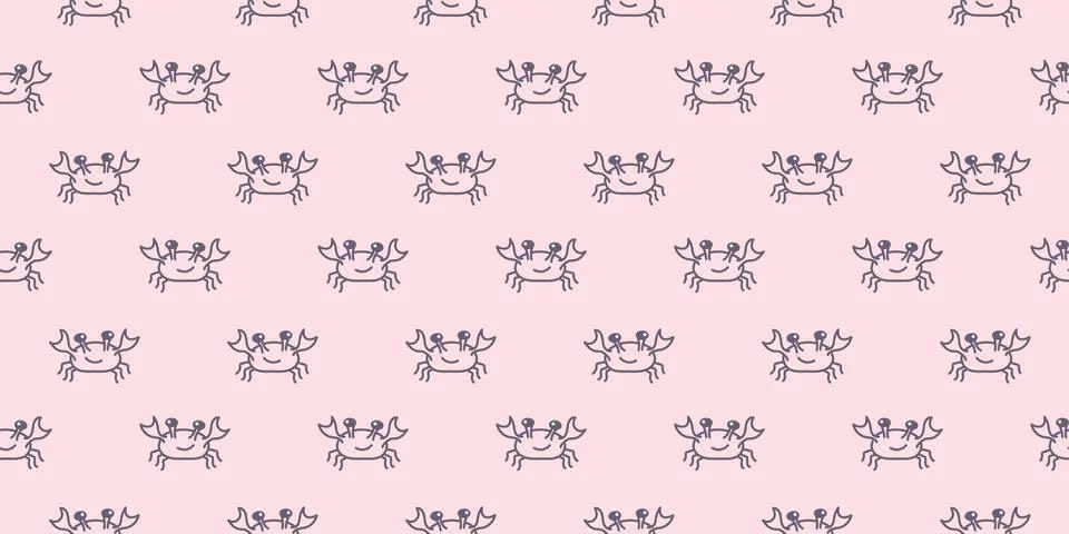 Crab seamless repeat pattern vector background Stock Illustration