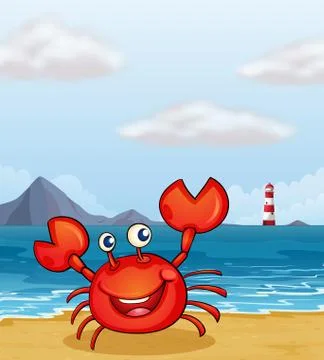 A crab at the seashore Stock Illustration