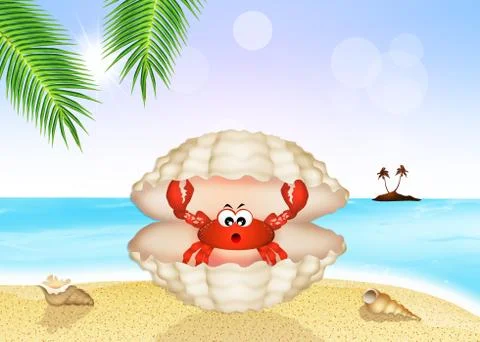 Crab in the shell Stock Illustration