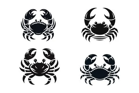Crab Silhouette Vector Collection Design Stock Illustration
