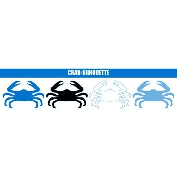 Crab silhouettes in solid fill outline and patterned styles on a clean whit.. Stock Illustration
