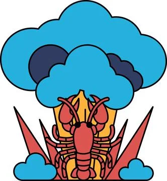 A crab is sitting on a cloud of white powder Stock Illustration