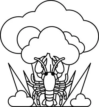 A crab is sitting on a cloud of white powder Stock Illustration