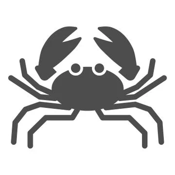 Crab solid icon, marine life concept, marine seafood sign on white background Illustrazione stock