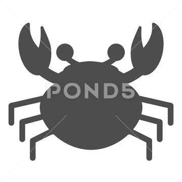 Crab solid icon. Shellfish vector illustration isolated on white. Seafood glyph Stock Illustration
