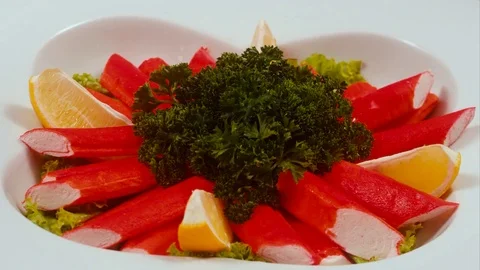Crab stick in sauce Stock Footage 74436279