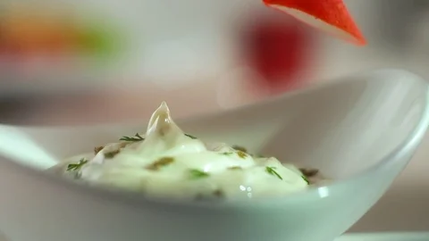 Crab stick in sauce Stock Footage 74436531