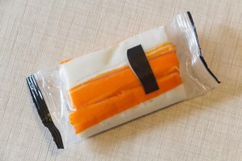 Crab sticks in packaging Stock Photos