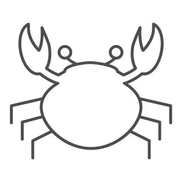 Crab thin line icon. Shellfish vector illustration isolated on white. Seafood Stock Illustration