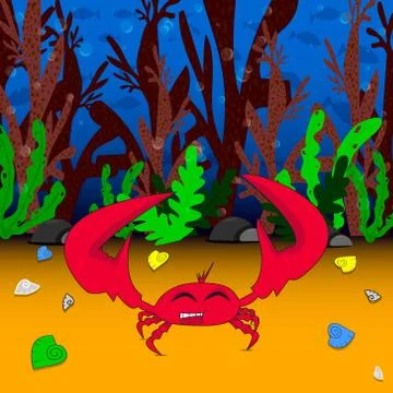 Crab in underwater world Illustrazione stock