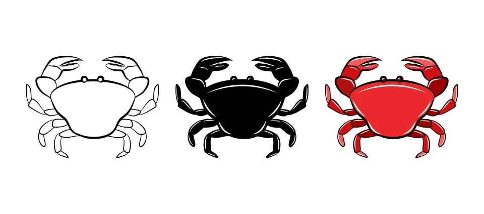 Crab vector icon set. Isolated graphic logo design element. Ocean shellfish c Stock Illustration