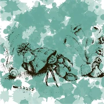 Crab in vector in the ocean 스톡 일러스트