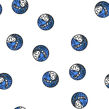 Crab zodiac vector seamless pattern Stock Illustration