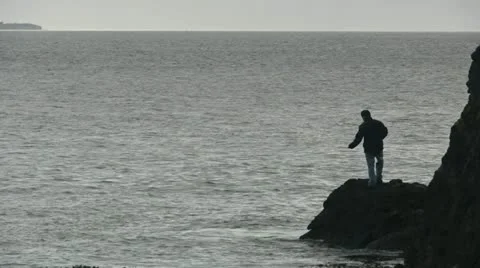 Crabber at work during evening on Chiloe island in Chile Stock Footage 12454120