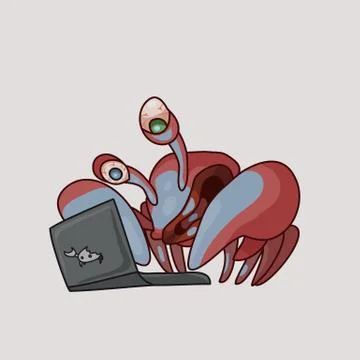 CrabLaptop Stock Illustration