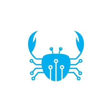 Crabs with connect line technology logo design vector graphic symbol icon s.. Stock Illustration