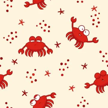 Crabs Seamless Pattern Background Wallpaper Stock Illustration