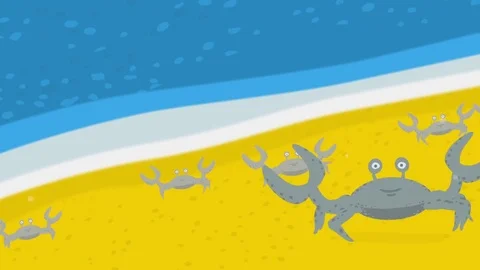 Crabs on the Shore Cartoon Stock Footage 72450463