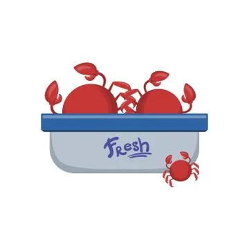 Crabs In Tupperwear Container Stock Illustration