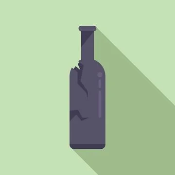Crack bottle waste icon flat vector. Trash recycle Stock Illustration