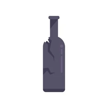 Crack bottle waste icon flat vector. Trash recycle Stock Illustration