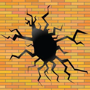 Crack on a brick background 스톡 일러스트