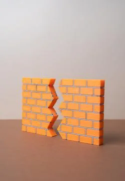 A crack in the brick wall. A breakthrough concept in problem solving, crack.. Foto stock
