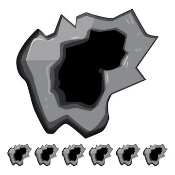 Crack bullet hole cartoon vector graphic Stock Illustration