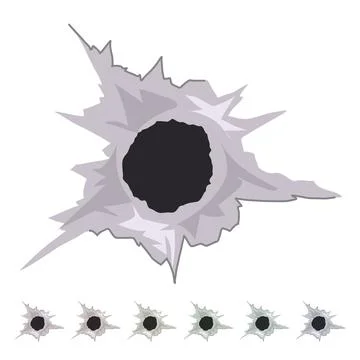Crack bullet hole vector cartoon graphic Stock Illustration