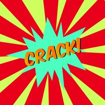Crack! comic bubble text Pop art style Radial lines background Explosion il.. Stock Illustration