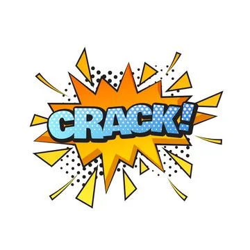 Crack comic text speech bubble. Sound effect bang cloud icon of phrase. Stock Illustration